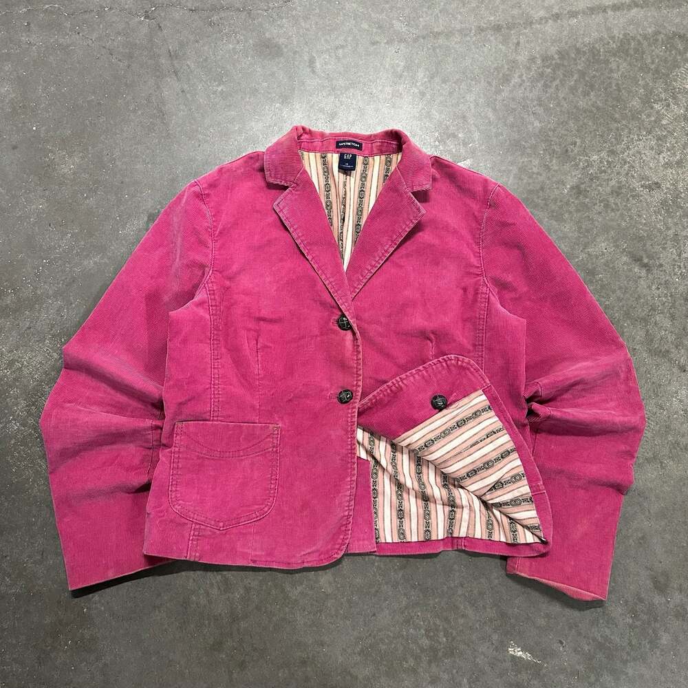 Vintage GAP Stretch Corduroy Blazer Jacket Size 14 Y2K
